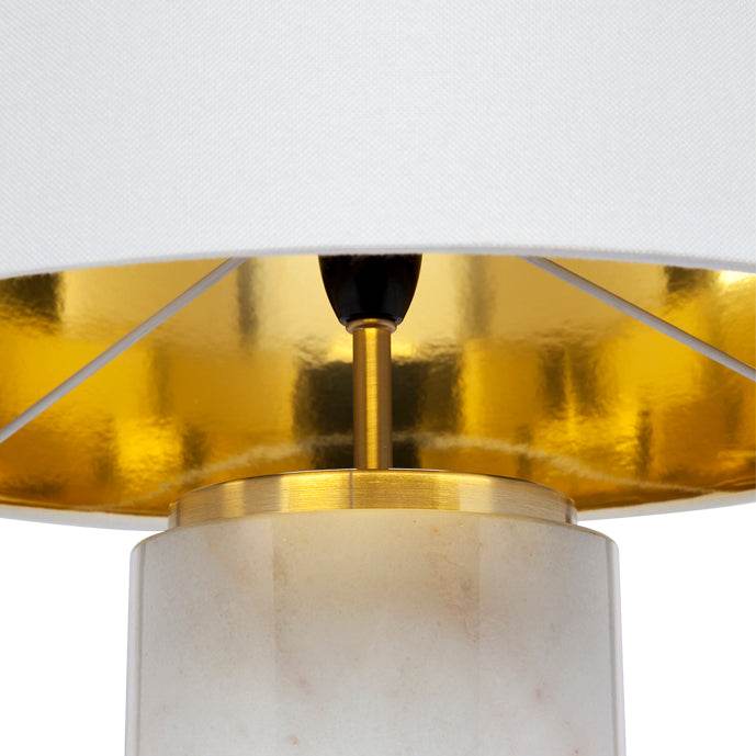 Pablo | White Marble Table Lamp Brass (White Shade) - Mirra Interiors