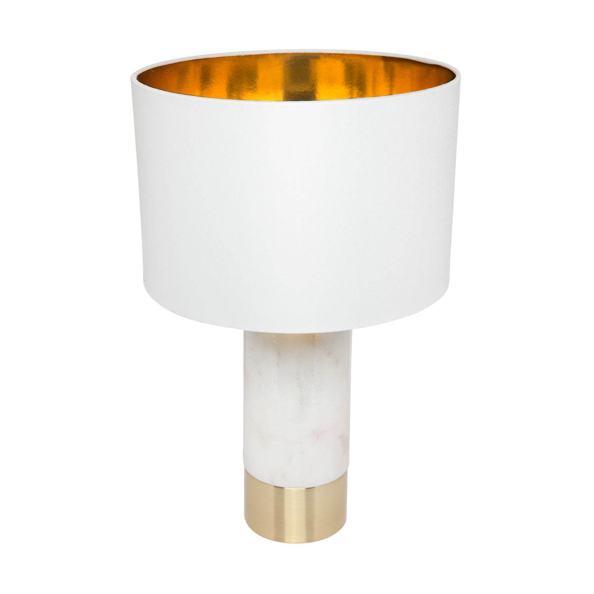 Pablo | White Marble Table Lamp Brass (White Shade) - Mirra Interiors