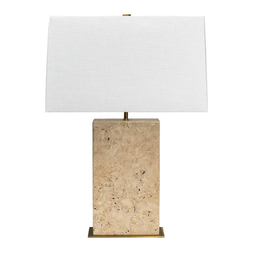 Delphine | Travertine Table Lamp - Natural & Brass - Mirra Interiors