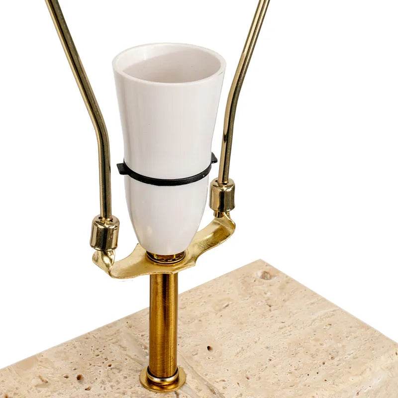 Delphine | Travertine Table Lamp - Natural & Brass - Mirra Interiors