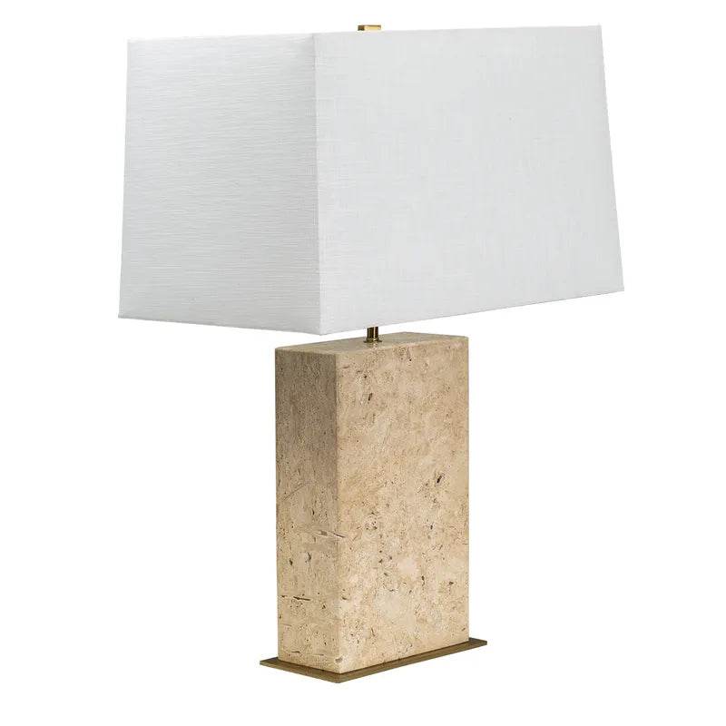 Delphine | Travertine Table Lamp - Natural & Brass - Mirra Interiors
