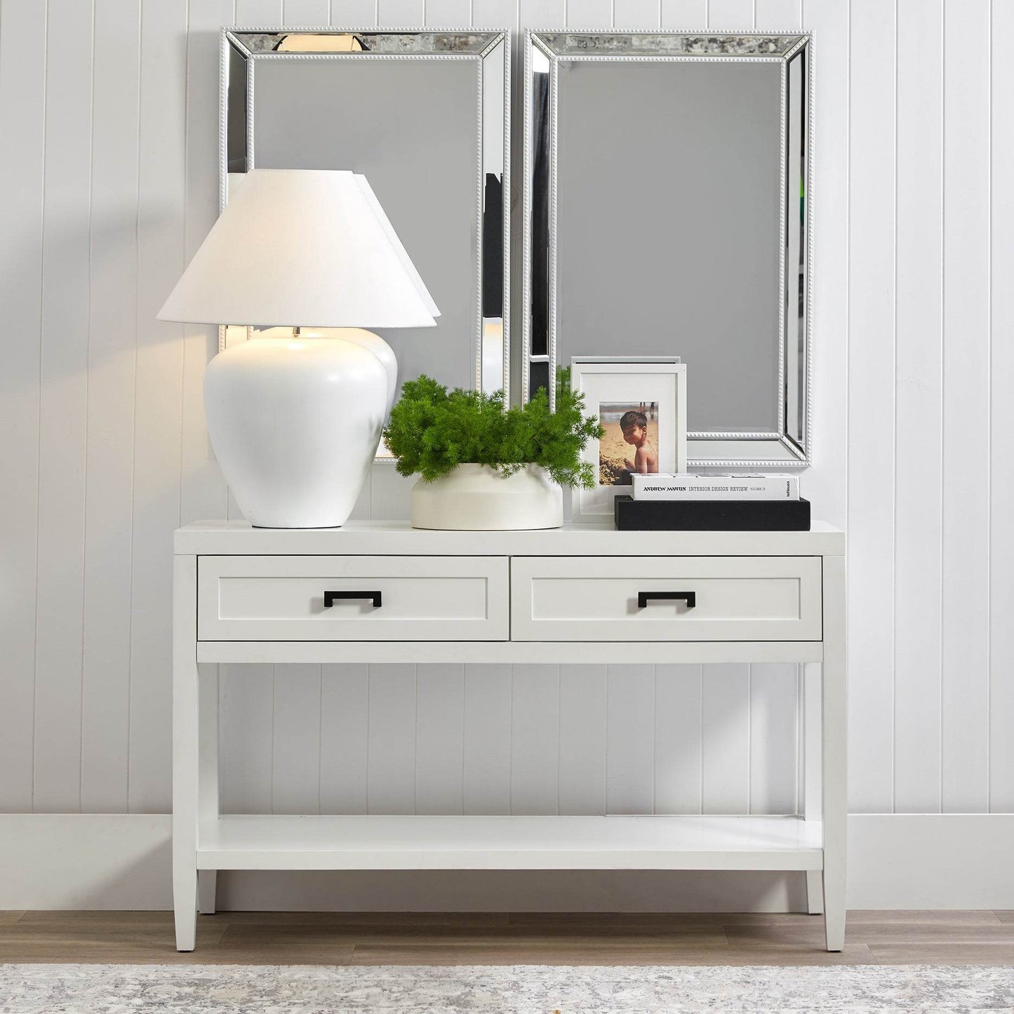 Peyton | Ceramic Table Lamp White (White Shade) - Mirra Interiors