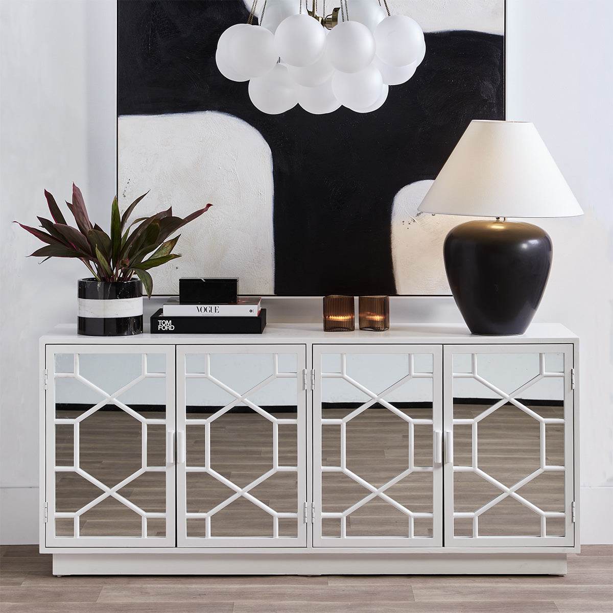 Peyton | Ceramic Table Lamp Black (White Shade) - Mirra Interiors