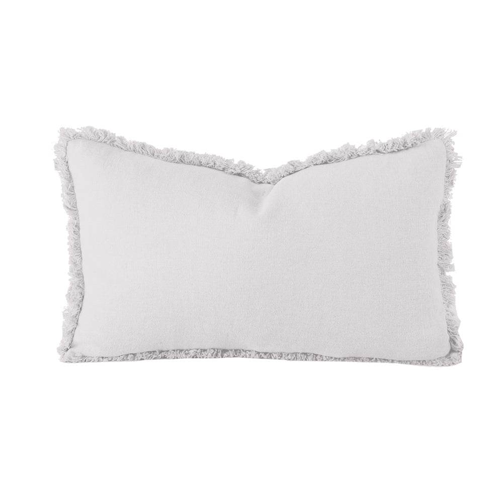 Eloise | Fringed Linen Lumbar Cushion Silver - Mirra Interiors