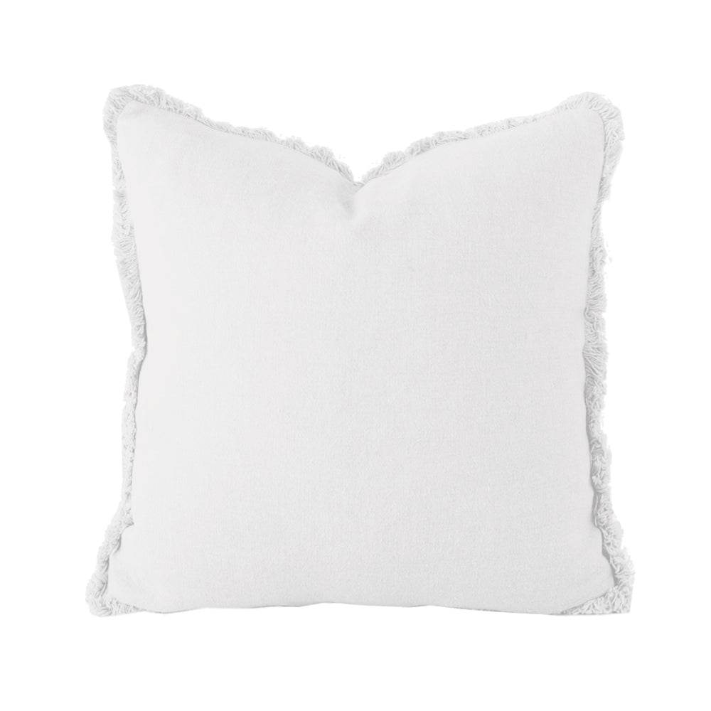 Eloise | Fringed Linen Cushion Ivory White - Mirra Interiors