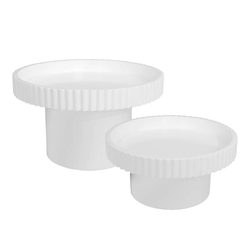 Bernadette | Fluted Timber Tray - White (Small) - Mirra Interiors