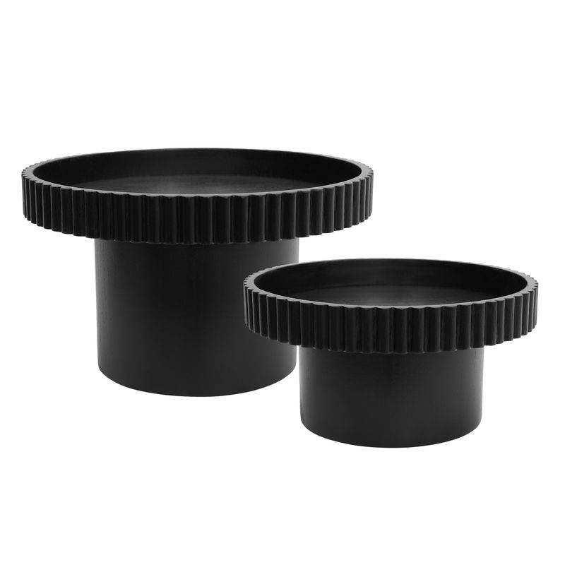 Bernadette | Fluted Timber Tray - Black (Small) - Mirra Interiors
