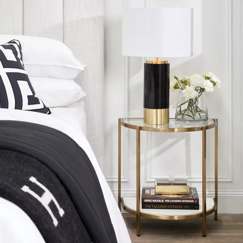 Pablo | Marble Table Lamp - Black (White Shade)