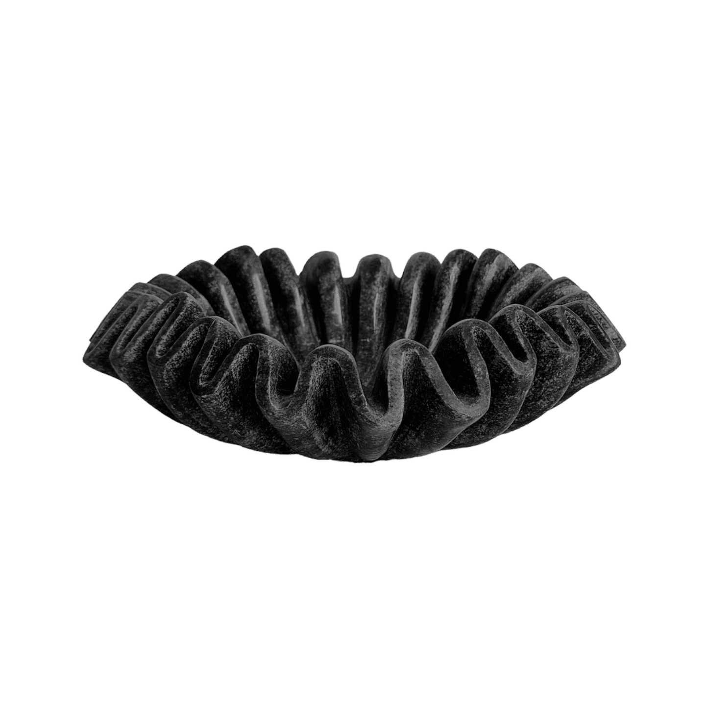 Lyra | Marble Fluted Ruffle Bowl Black - Mirra Interiors