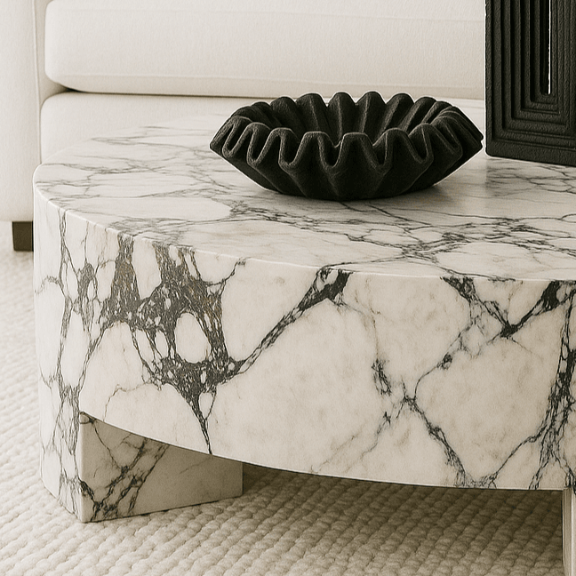 Lyra | Marble Fluted Ruffle Bowl Black - Mirra Interiors