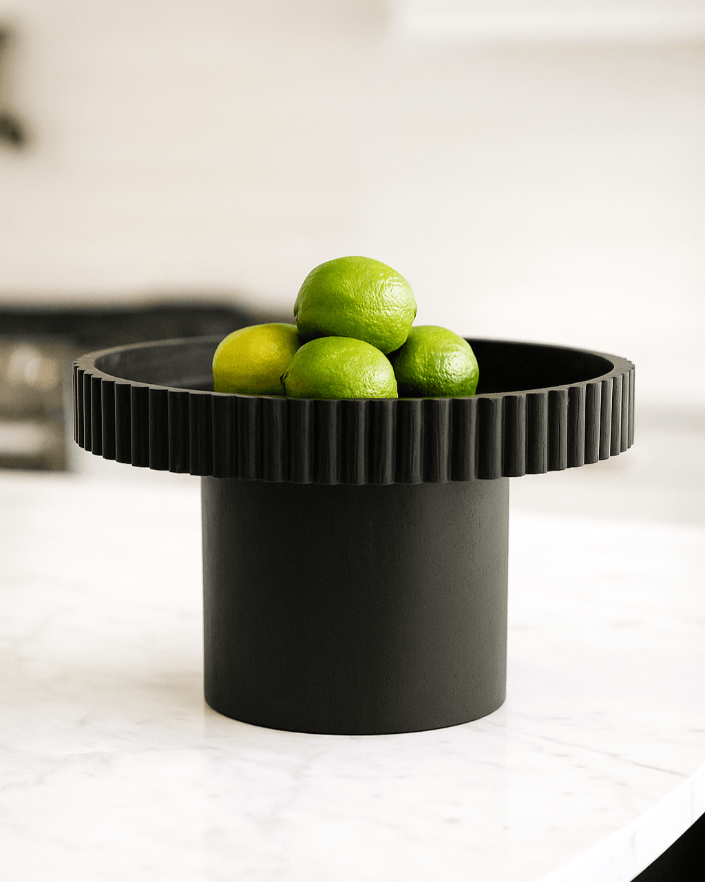 Bernadette | Fluted Timber Tray - Black (Large) - Mirra Interiors