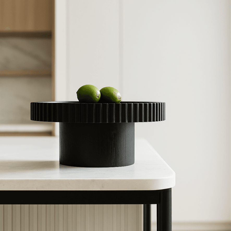 Bernadette | Fluted Timber Tray - Black (Small) - Mirra Interiors