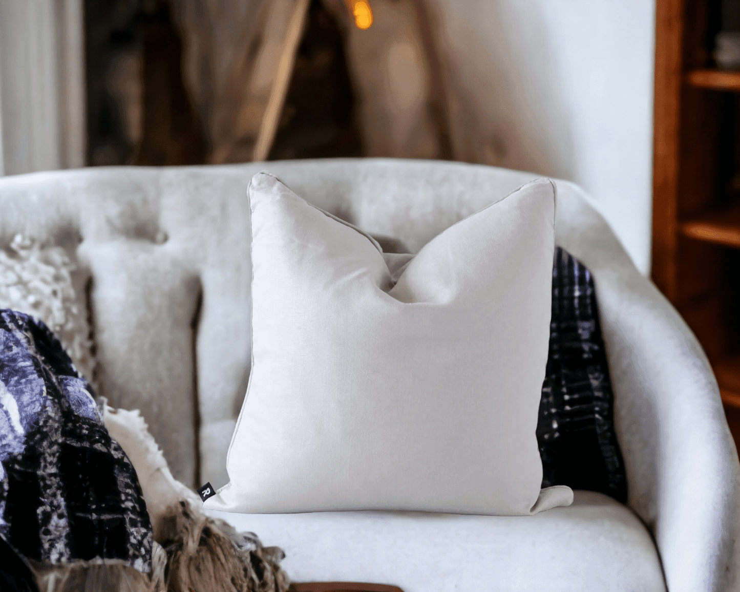 Calai | Self-Piped Linen Cushion Light Grey - Mirra Interiors