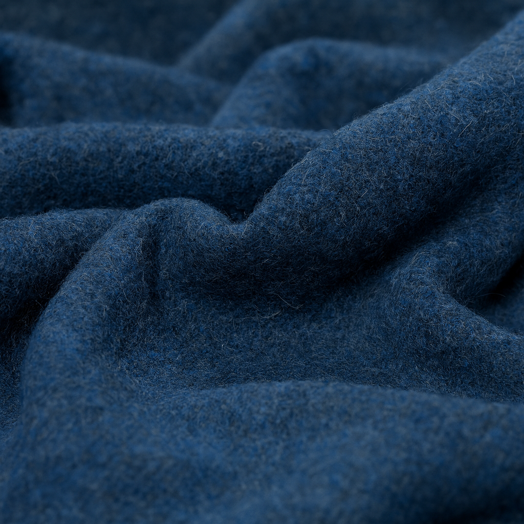 Close-up of blue fabric with a textured pattern