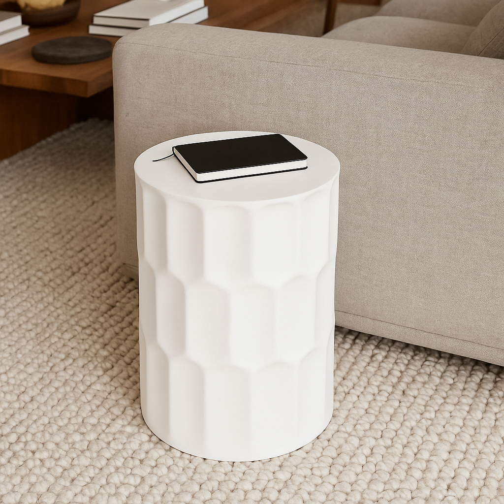 Marlow | Concrete Side Table & Stool - White