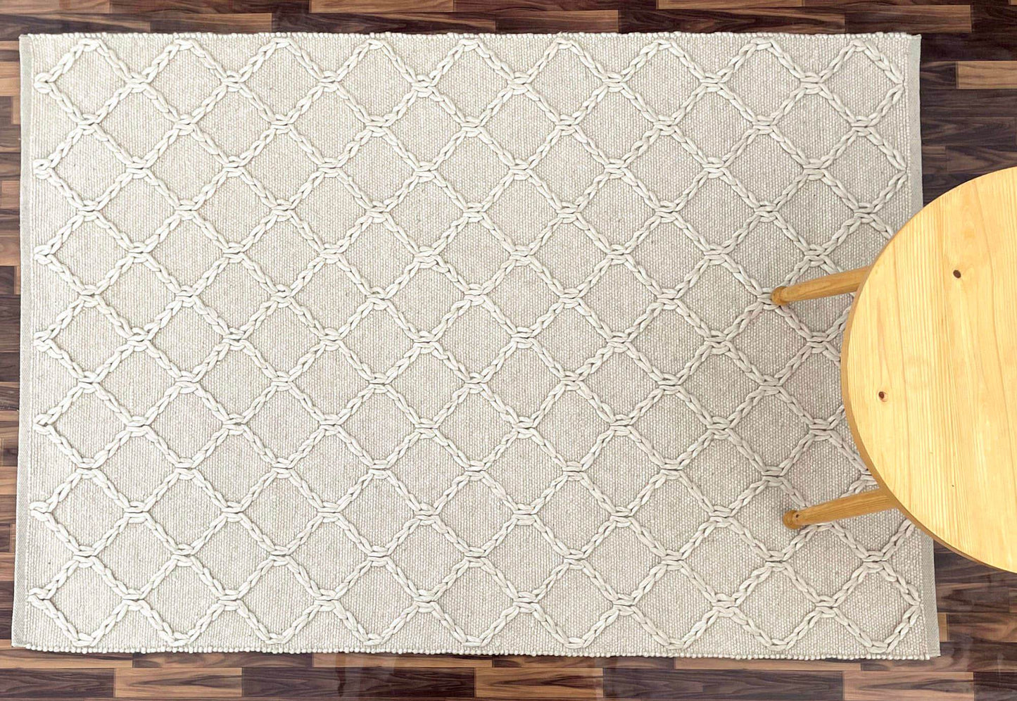 Hermes | Diamond Trellis Wool Rug Cream - Mirra Interiors