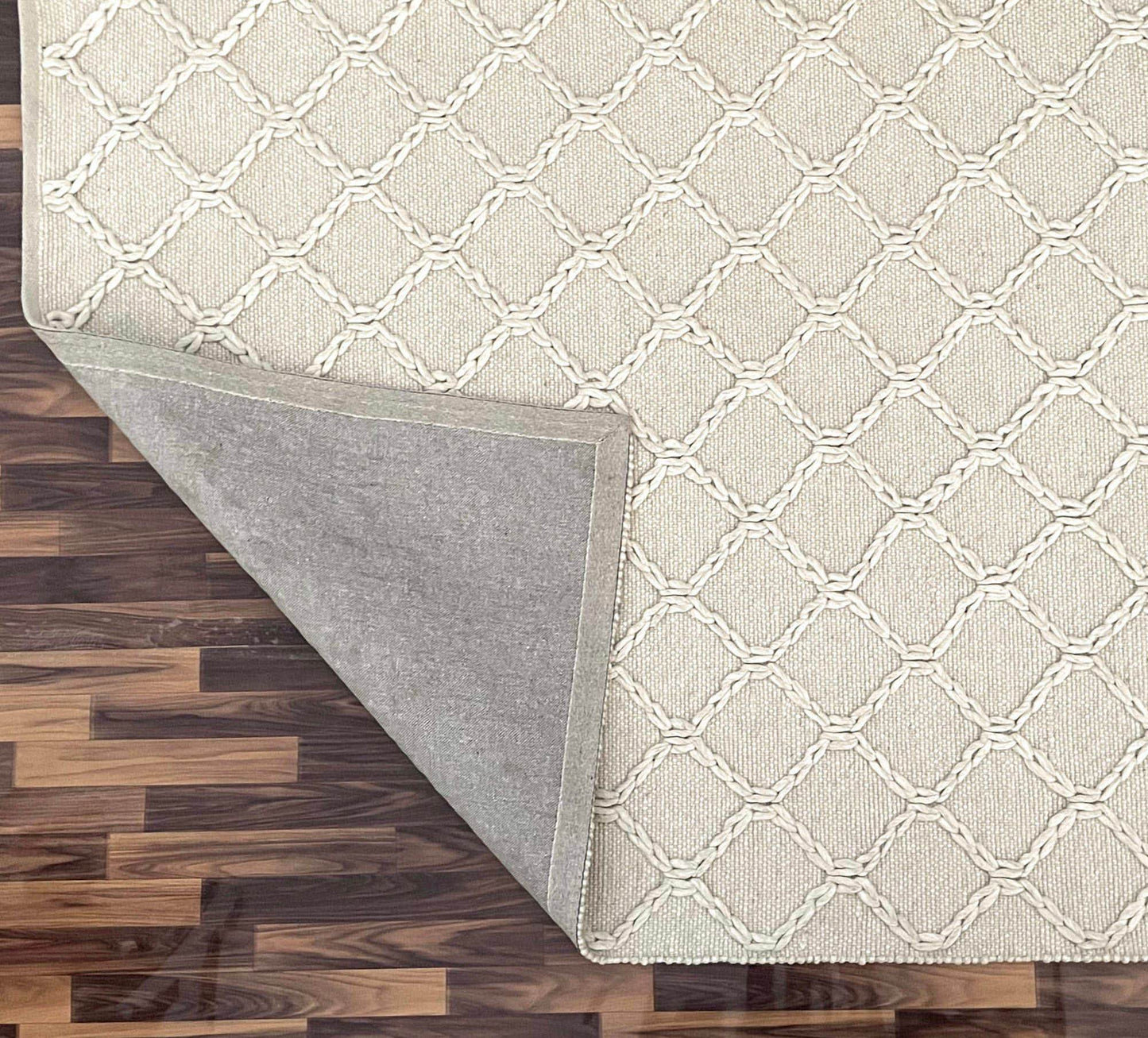 Hermes | Diamond Trellis Wool Rug Cream - Mirra Interiors
