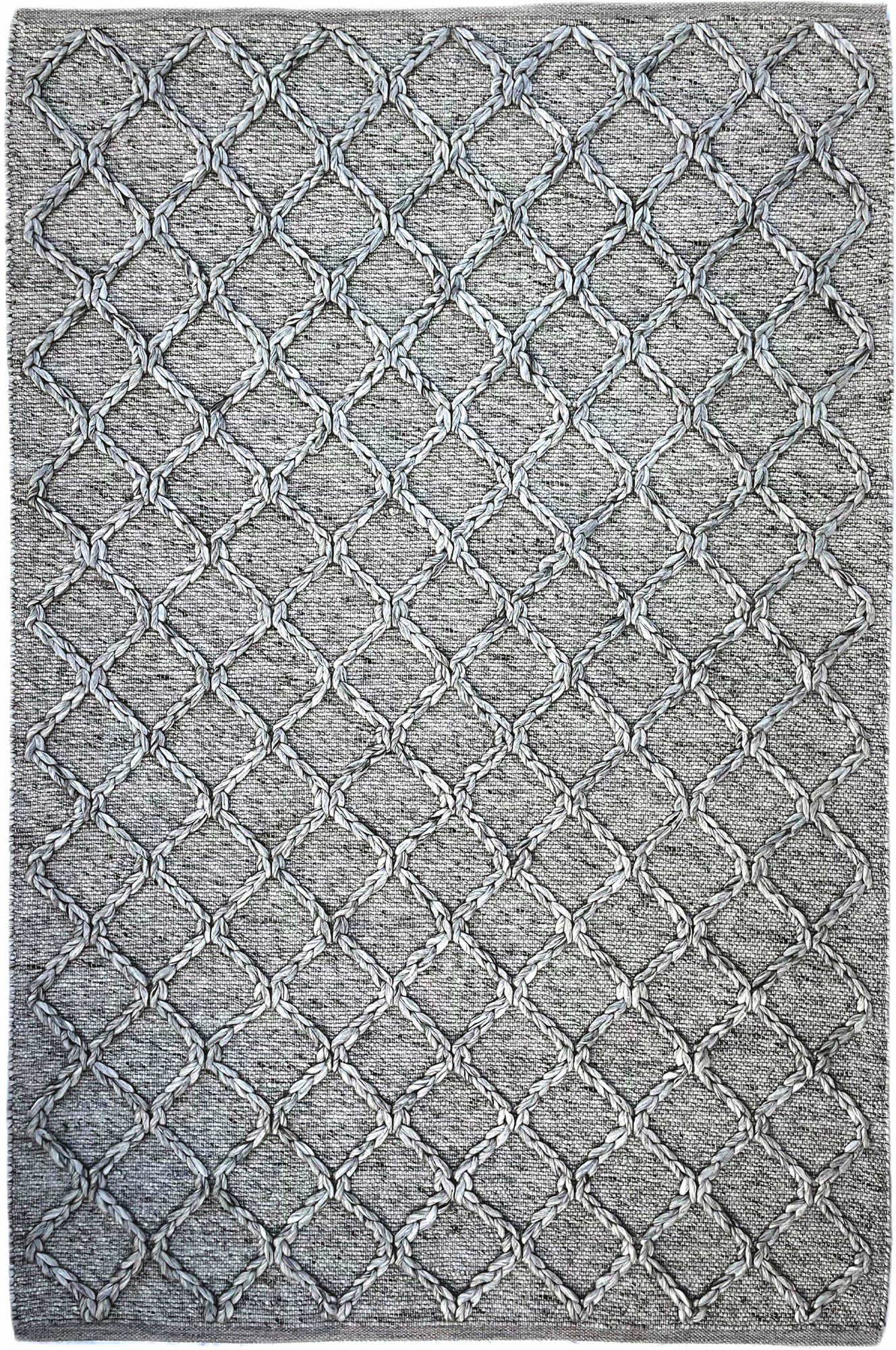 Hermes | Diamond Trellis Wool Rug Dark Grey - Mirra Interiors
