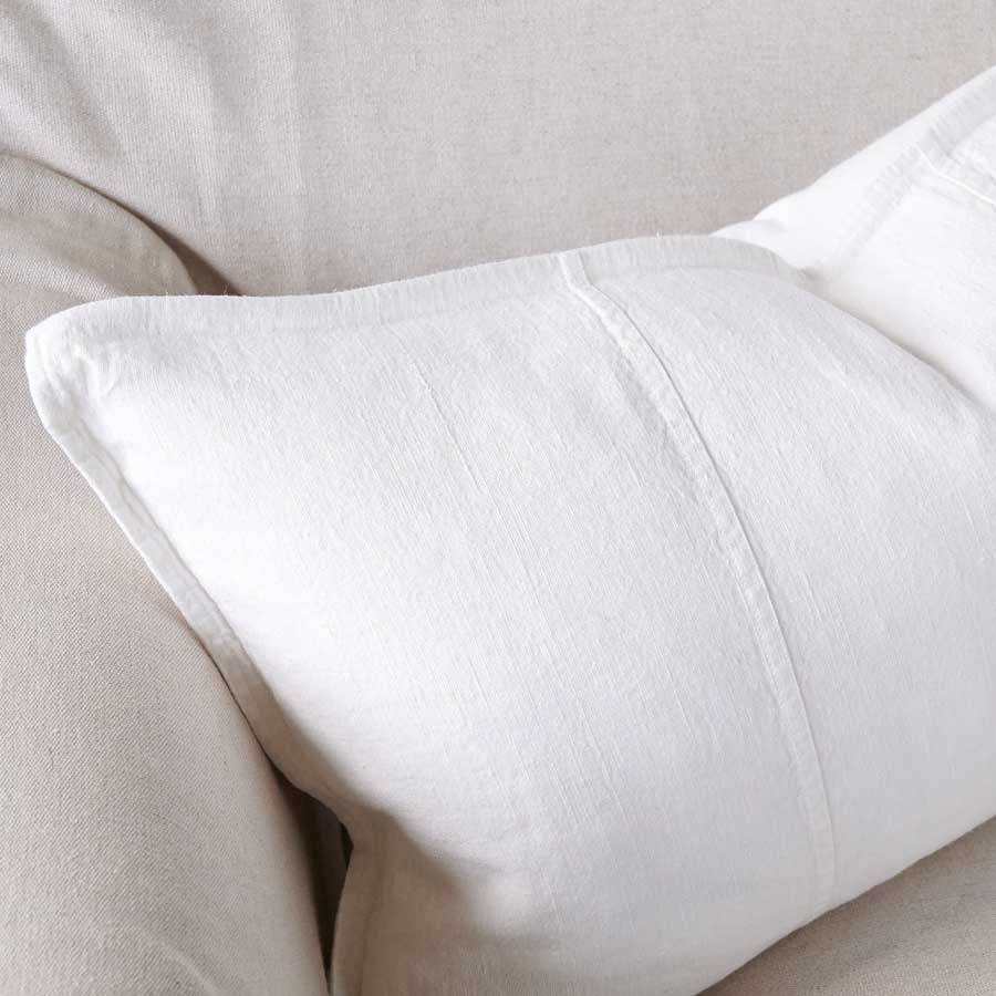 Luca®| Classic Linen Lumbar Cushion White - Mirra Interiors