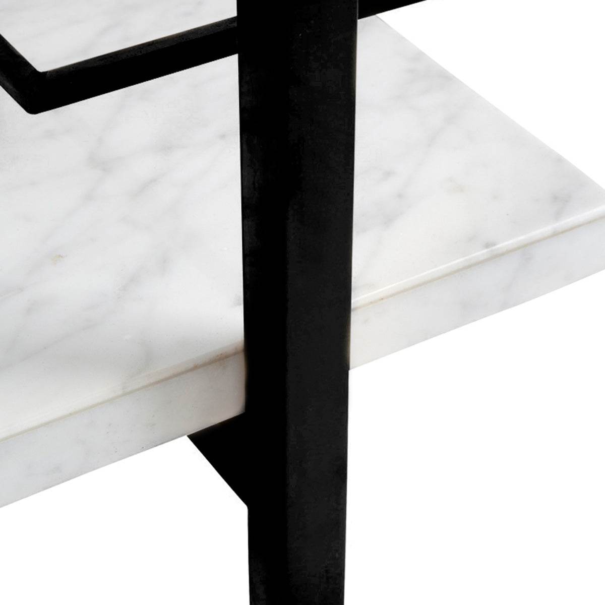 close up of marble and black drinks trolly