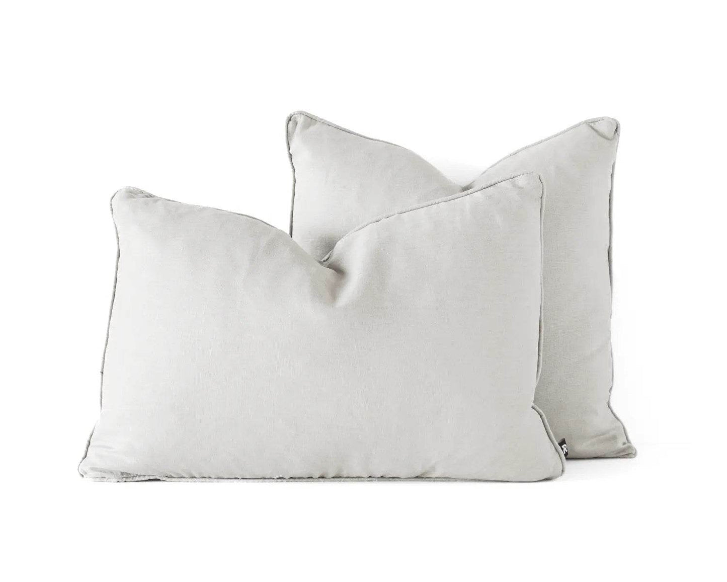 Calai | Self-Piped Linen Lumbar Cushion Smoke Grey - Mirra Interiors