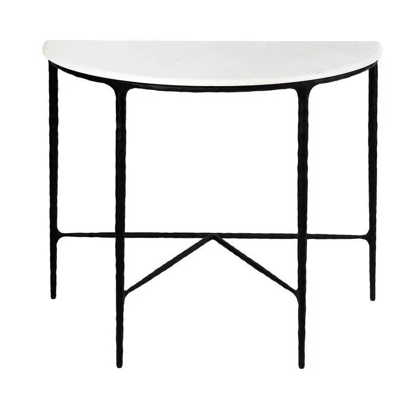 Henderson | Marble Top Demilune Table Black - Mirra Interiors