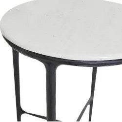 Henderson | Round Marble Top Side Table Black - Mirra Interiors