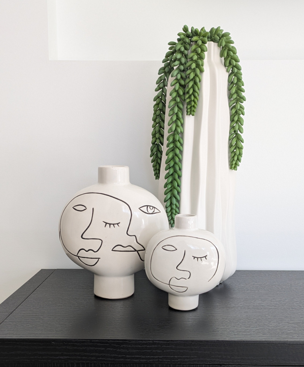 Femme | Ceramic Face Vase White & Black