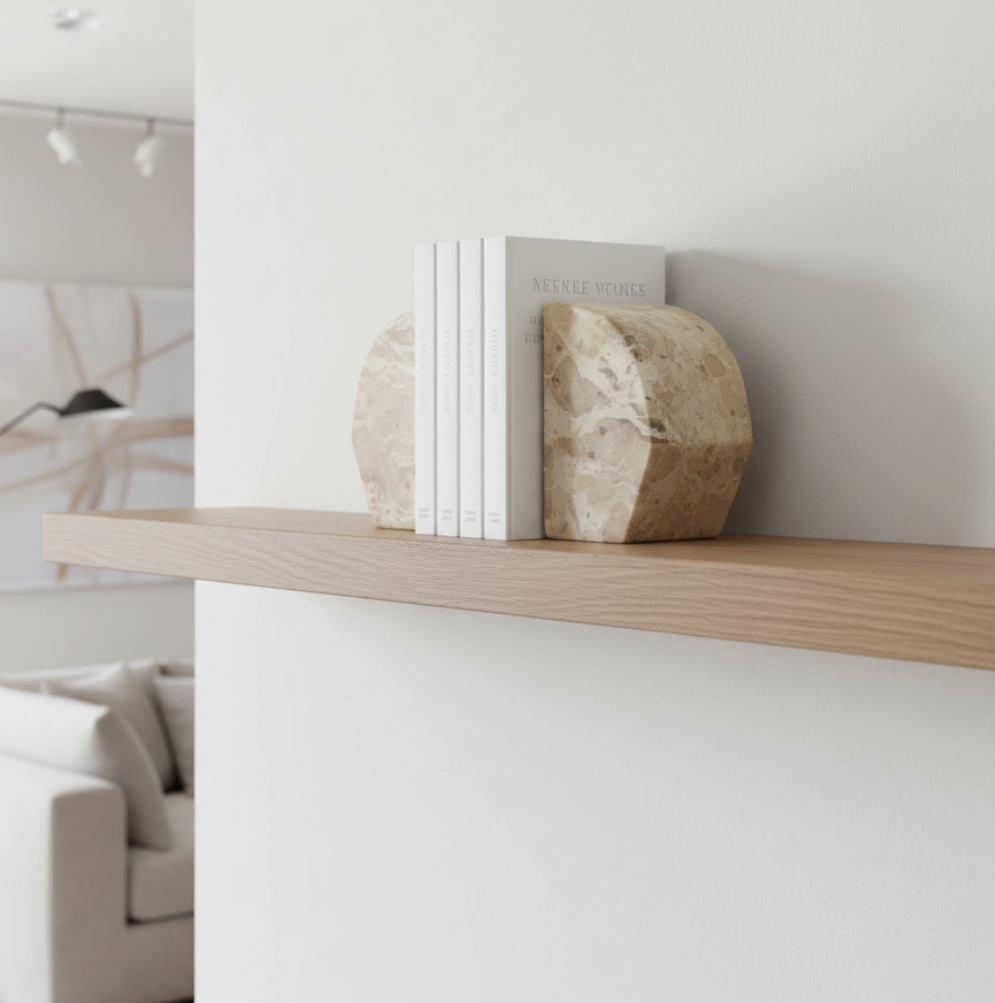 Bennet | Set of 2 Marble Bookends - Mocha