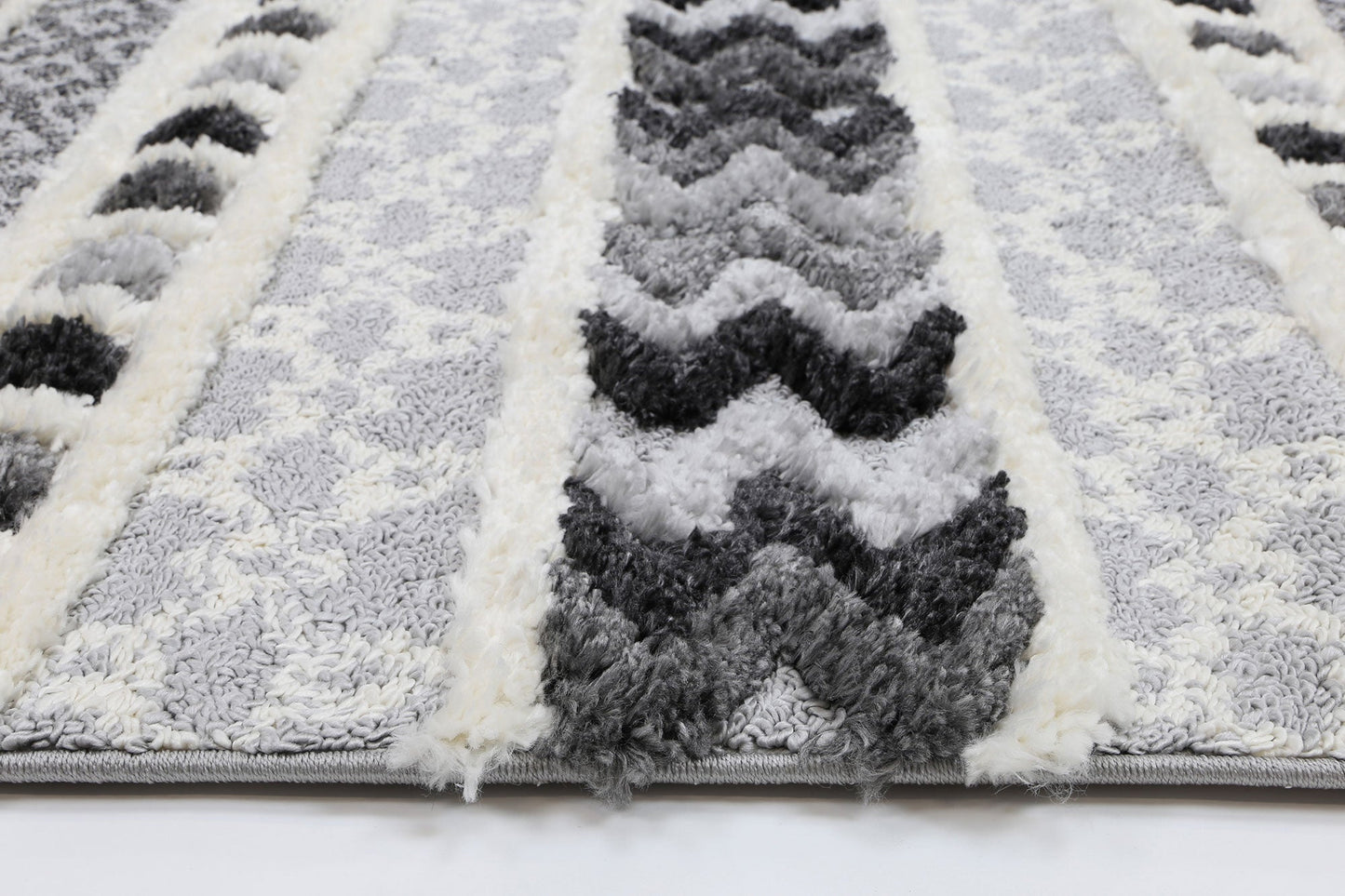 Mono | Tribal Carved Rug - Cream & Anthracite