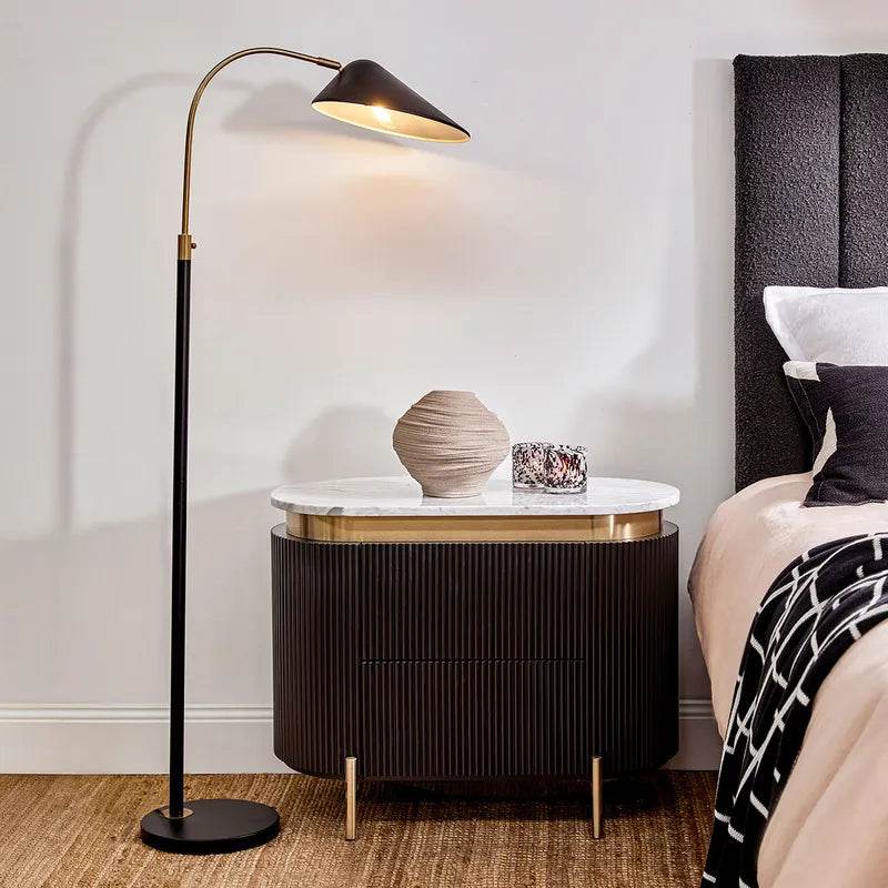 Kenna | Metal Floor Lamp Black & Brass - Mirra Interiors