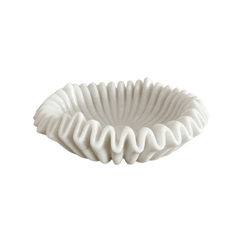 Lyra | Marble Fluted Ruffle Bowl White - Mirra Interiors