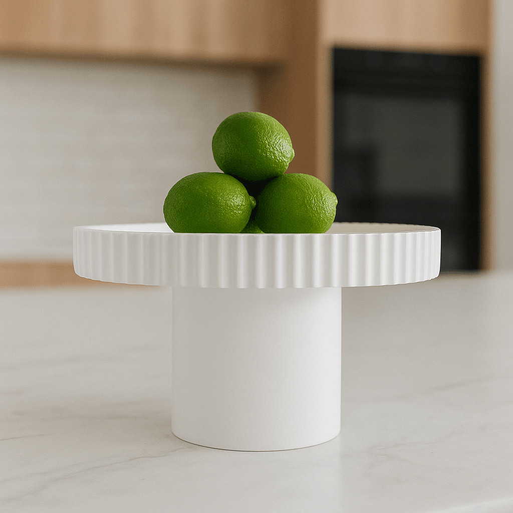 Bernadette | Fluted Timber Tray - White (Large) - Mirra Interiors