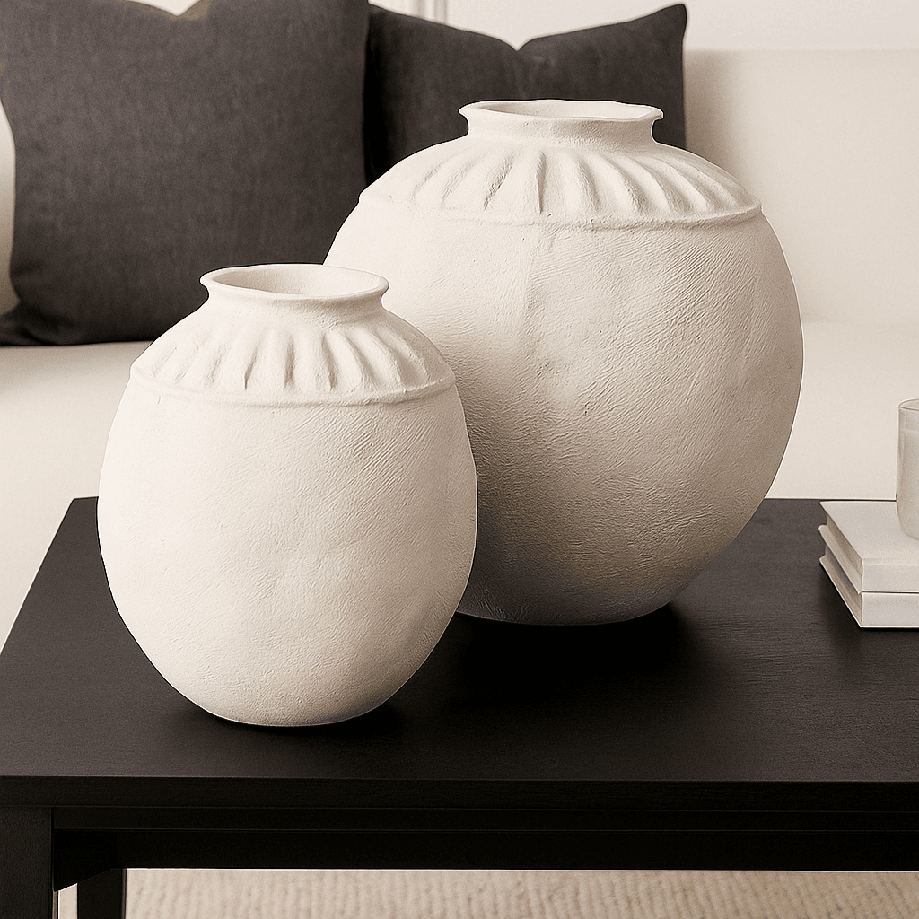 Lina | Porcelain Vase - Ivory White (Medium) - Mirra Interiors