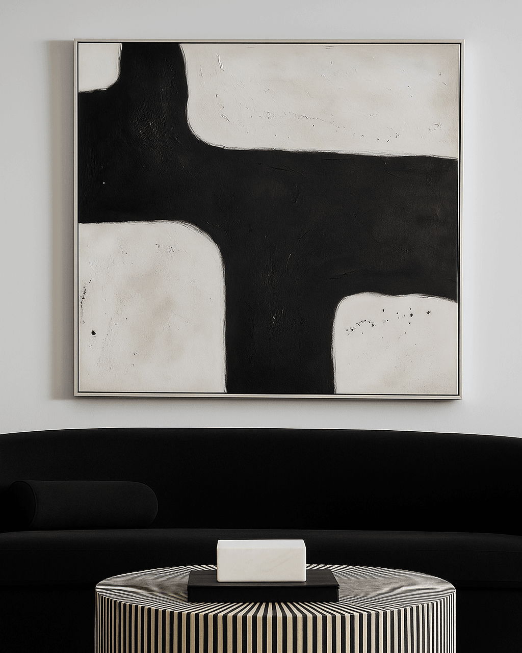 Manhattan | Oil-On-Canvas Painting in White Frame (Large) - Mirra Interiors