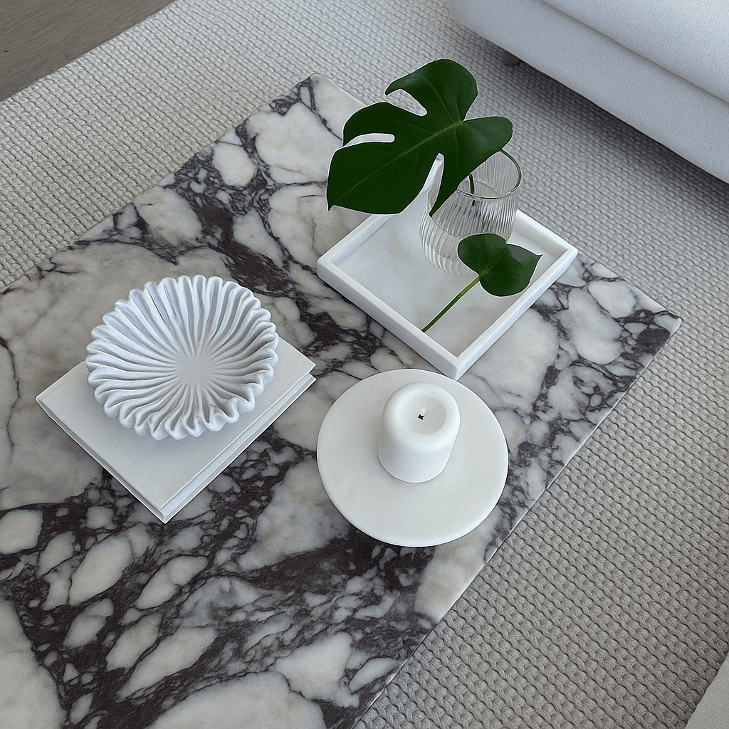 Lyra | Marble Fluted Ruffle Bowl White - Mirra Interiors