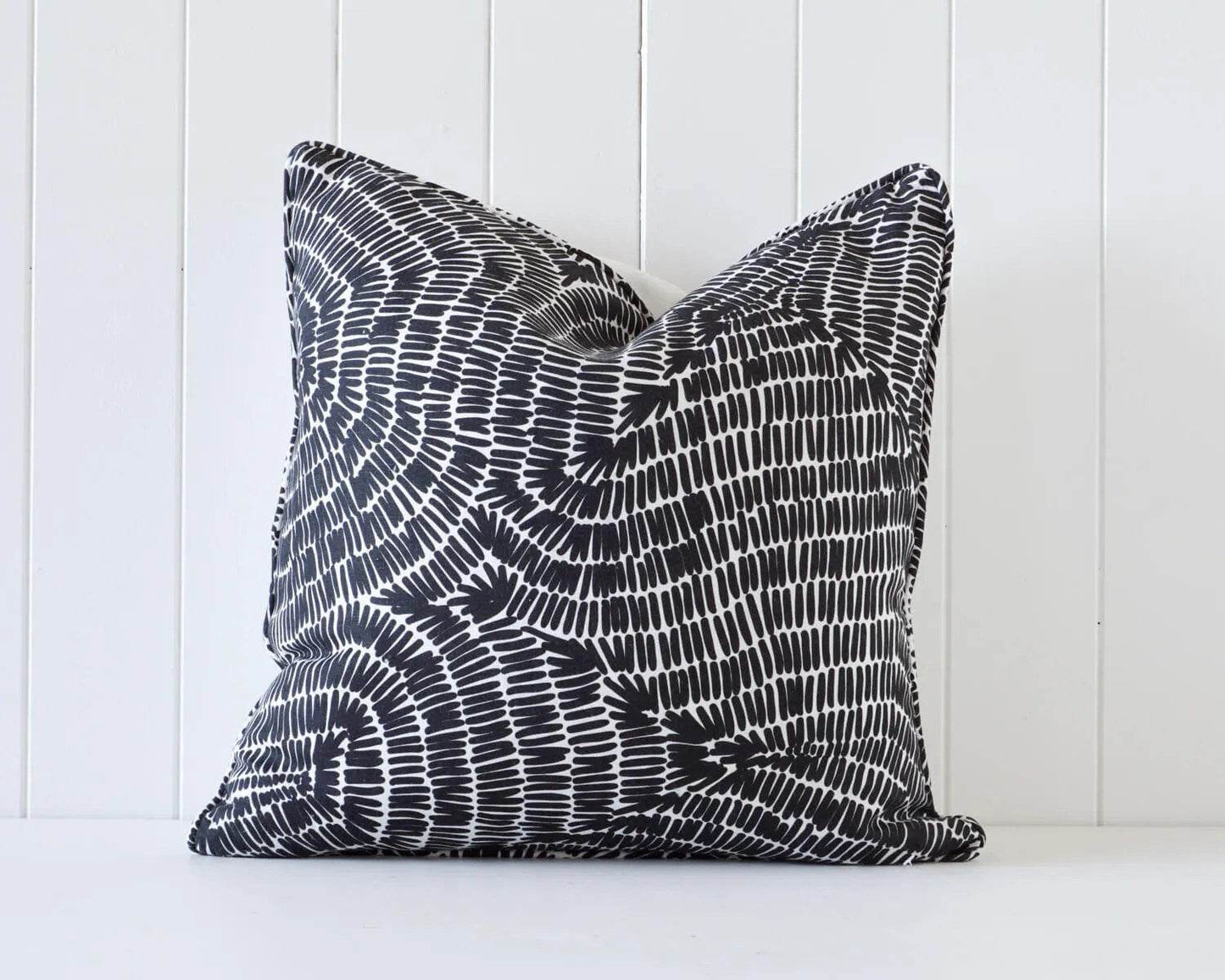 Maze | Self-Piped Linen Cushion Charcoal - Mirra Interiors