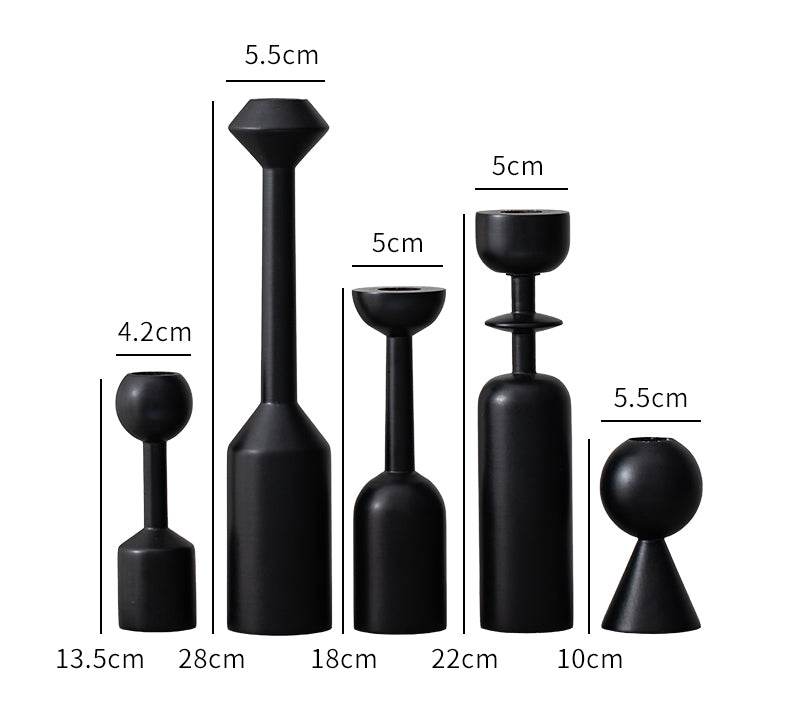 Minimalist Wooden Candle Holder Set of 5 Black - Mirra Interiors