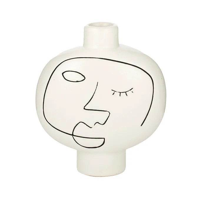 Femme Line Drawing Ceramic Vase White & Black | Mirra Interiors