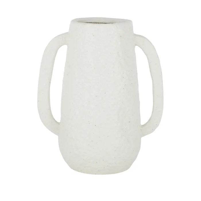Cabat | Ceramic Handle Vase White - Mirra Interiors