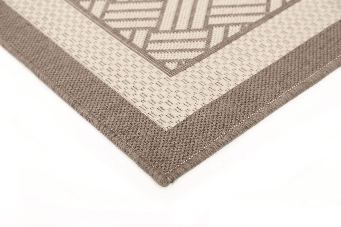 Sisalo | Geometric Ikat Bordered Rug - Beige