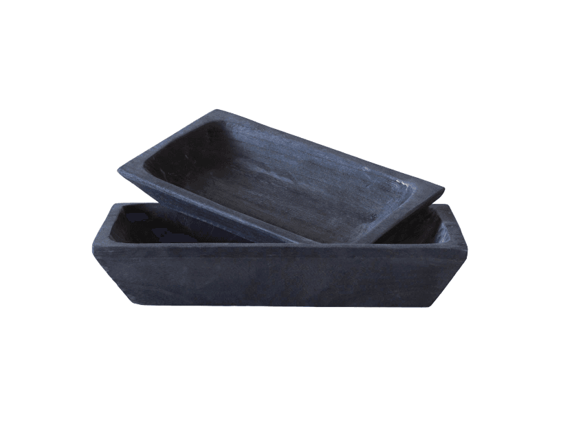 Essential | Decorative Timber Trays Black (Set of 2) - Mirra Interiors