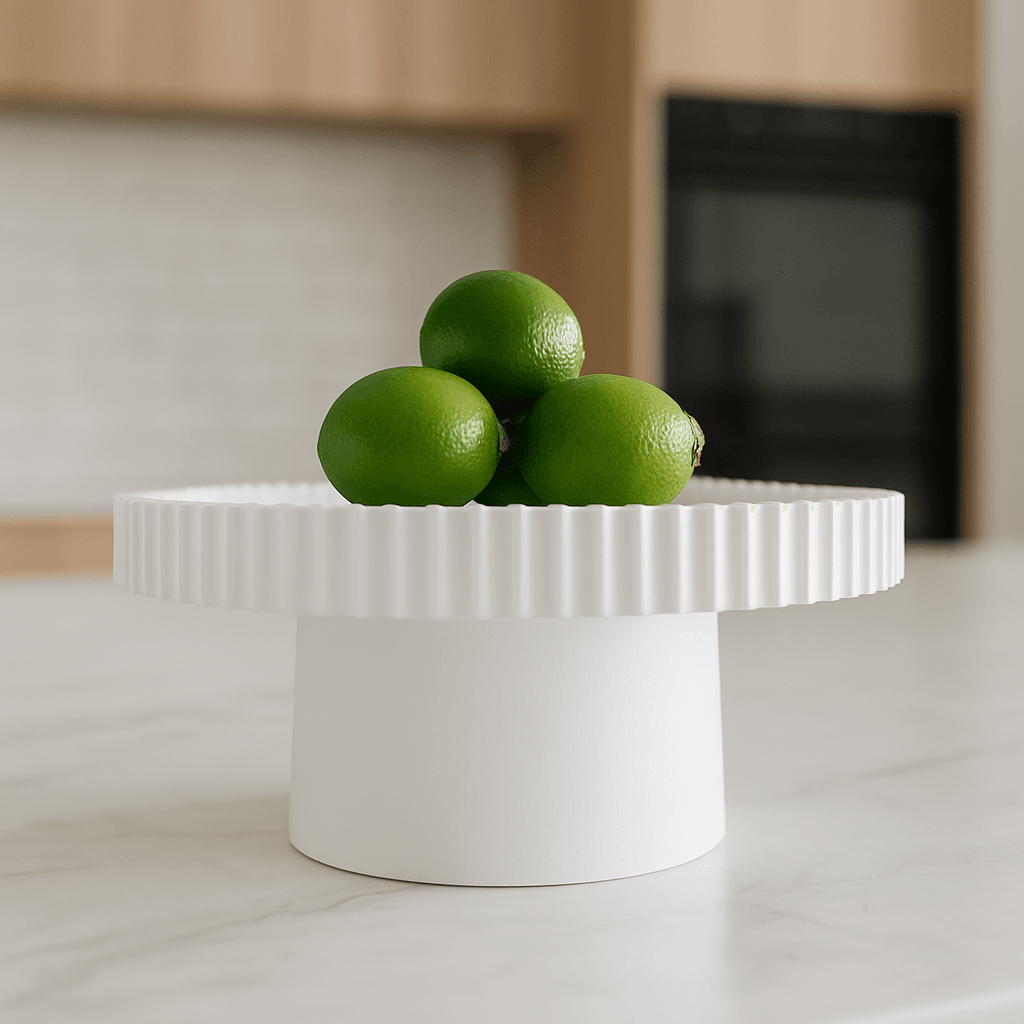 Bernadette | Fluted Timber Tray - White (Small) - Mirra Interiors
