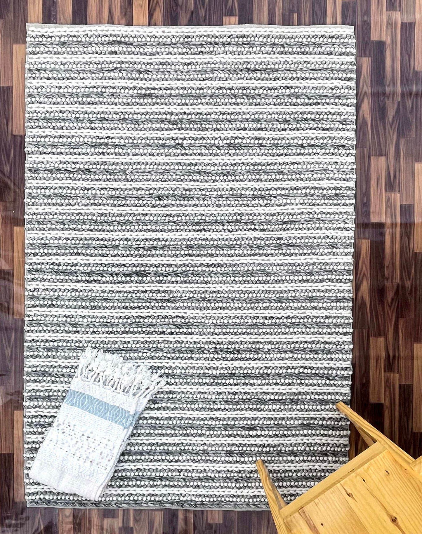 Saanvi | Stripe Wool Rug Grey - Mirra Interiors