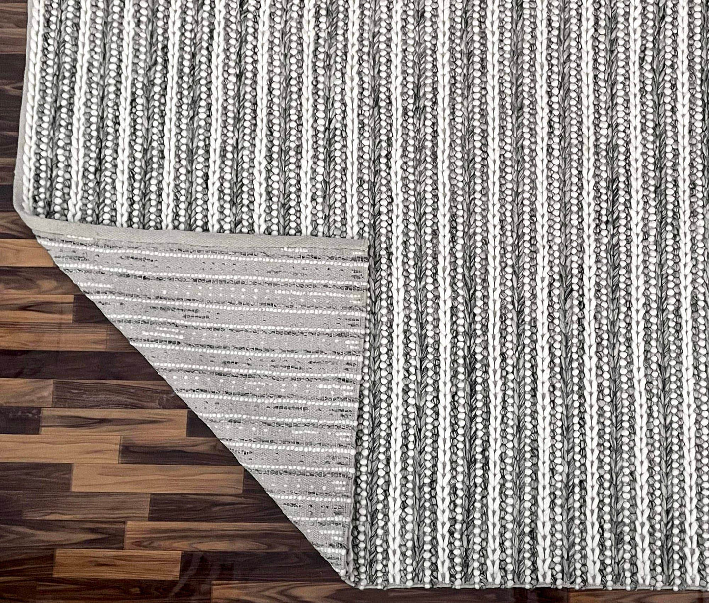 Saanvi | Stripe Wool Rug Grey - Mirra Interiors