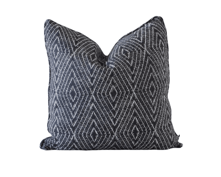 Temple | Self-Piped Linen Cushion Black - Mirra Interiors