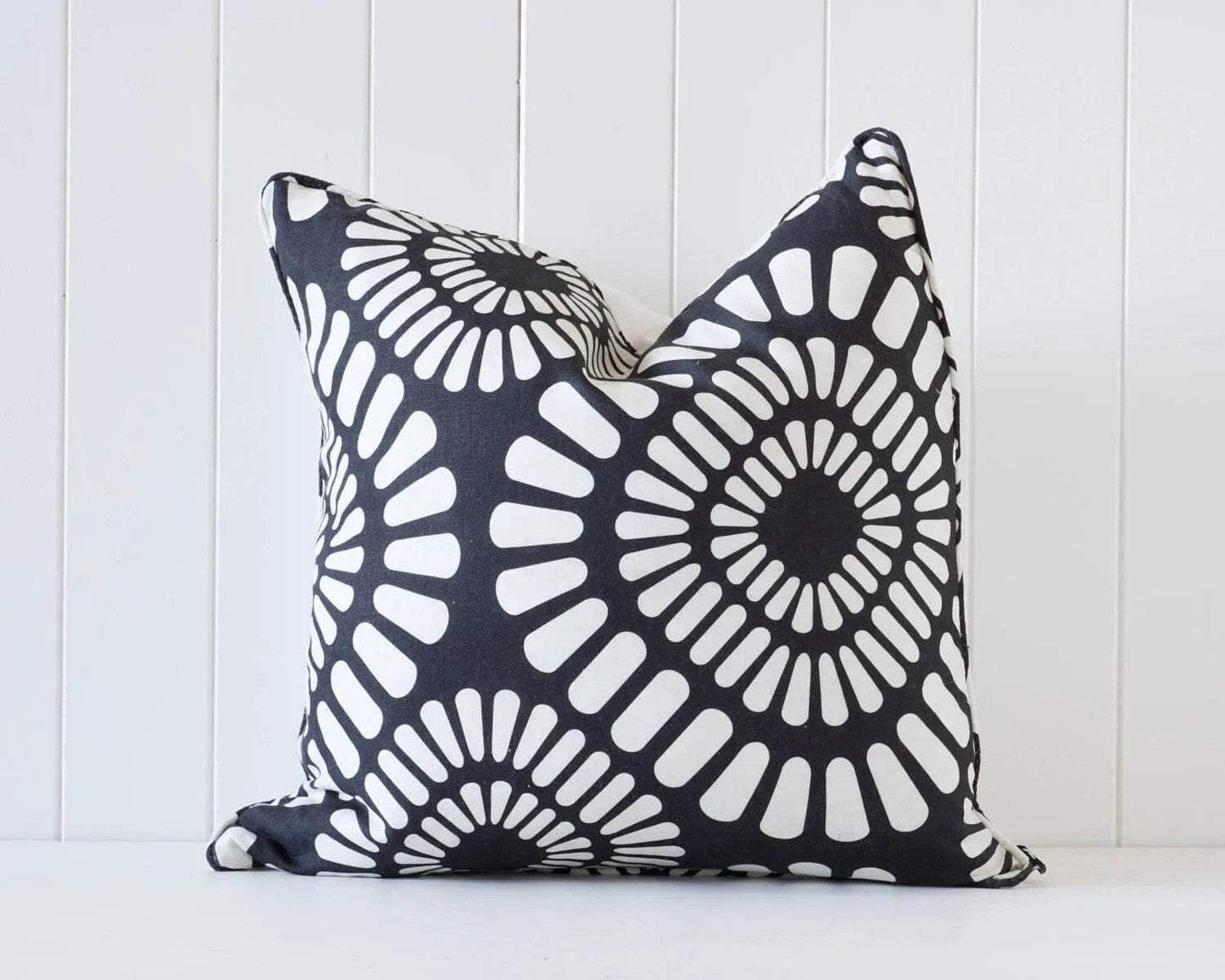 Diamond | Self-Piped Linen Cushion Black - Mirra Interiors