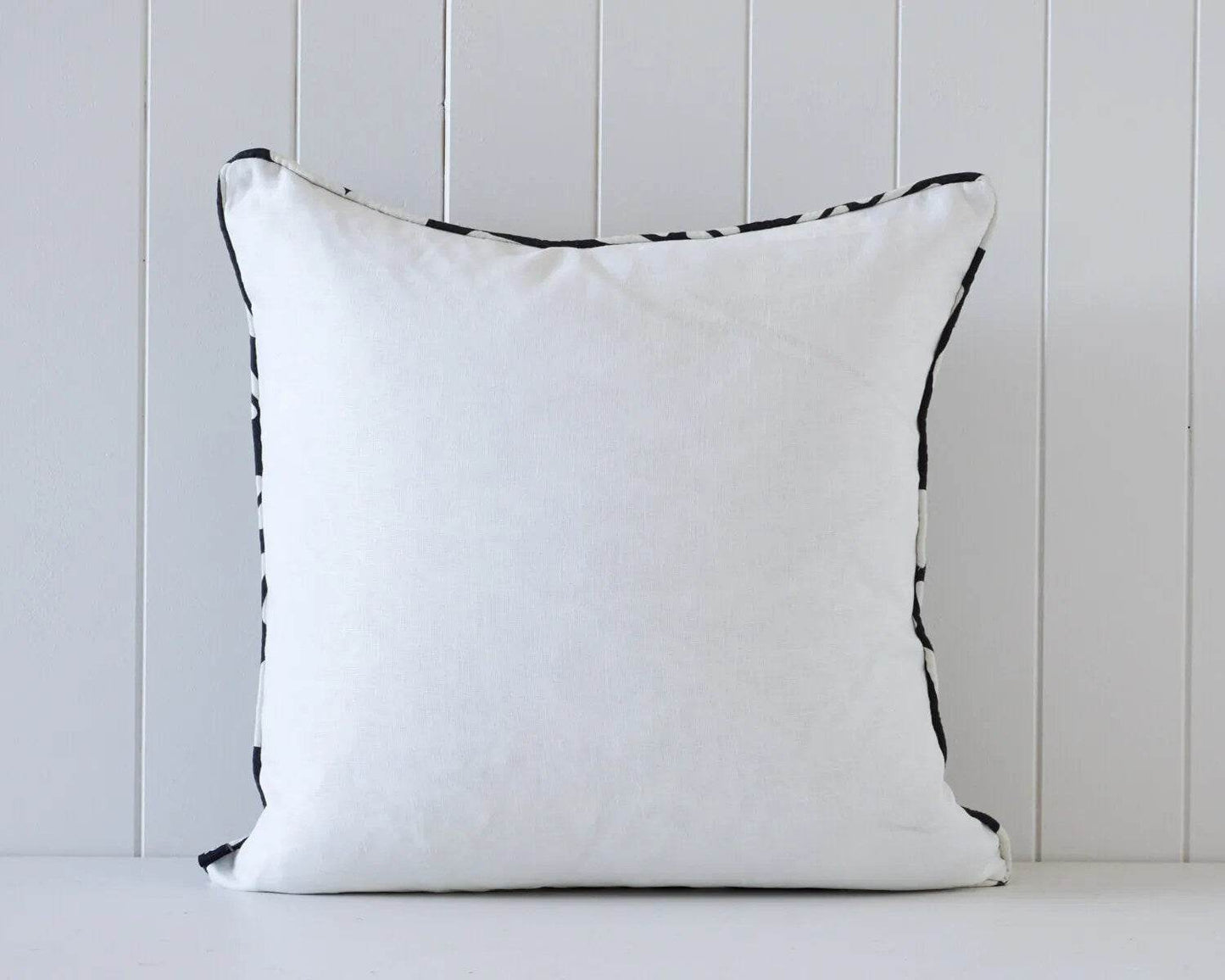 Diamond | Self-Piped Linen Cushion Black - Mirra Interiors