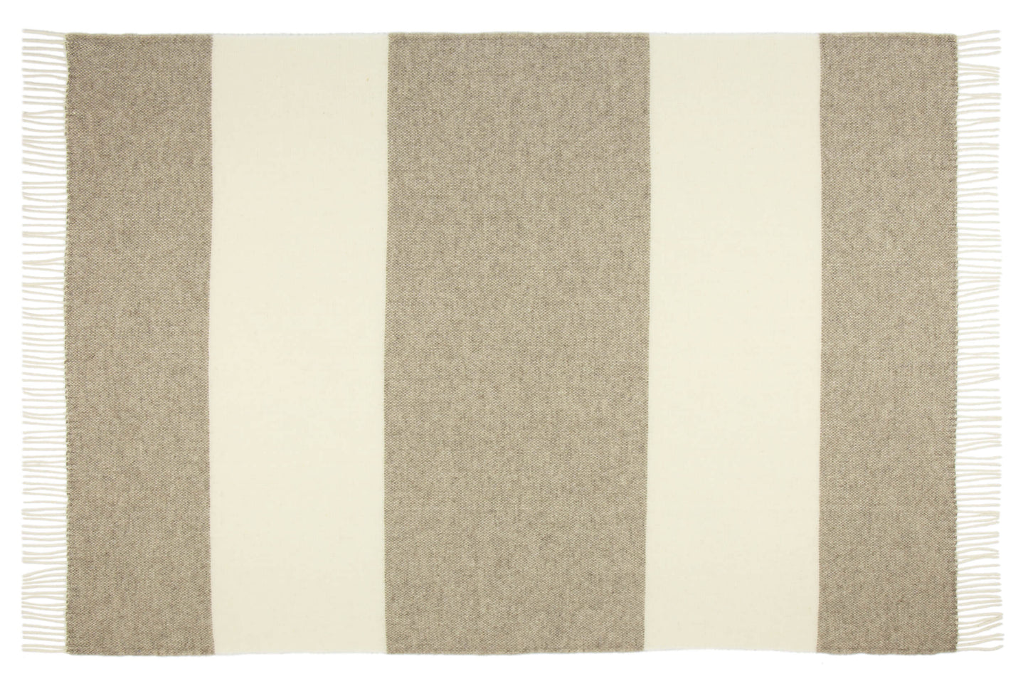 Ellery | 100% New Zealand Wool Throw Rug - Beige (Stripe)