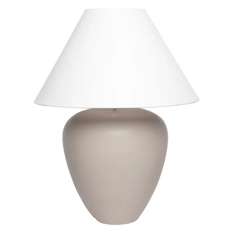 Peyton | Oversized Ceramic Table Lamp - Taupe (White Shade)